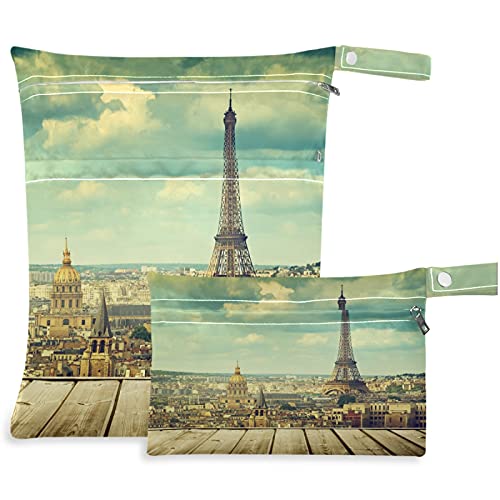 mokra torba s uzorkom pariškog Eiffelovog tornja, 2kom, s džepovima s patentnim zatvaračem, periva, višekratna, prostrana