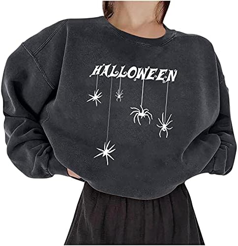 Džemperi za vještice za žene, bluze dukserice dugih rukava vrhovi Halloween Pismo vrh