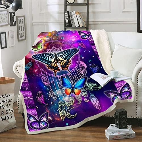 Juirnost leptir pokrivač Dreamcatcher Butterfly Purple Baca deka za kauč kauč kauč leptir deke i bacanja za djevojčice žene