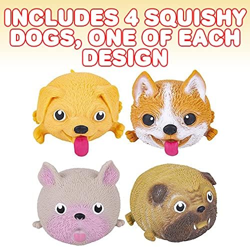 Artceativity Dog Squeeze igračke, set od 4, slatke igračke za ublažavanje stresa za djecu i odrasle, favorice za pse, umirujuće
