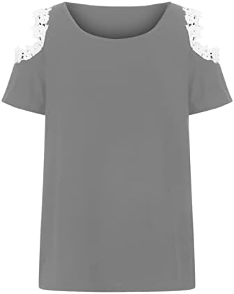 Ženske kratke rukave hladne vrhove ramena majice Košulje čamac od čipke Brunch kawaii Basic Fall Summer Tops 2023 Q6