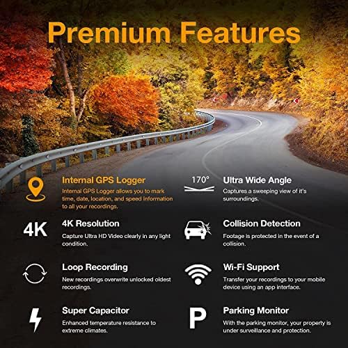 Rexing V1GW-4K Ultra HD Car Dash Cam w/ugrađeni GPS Logger, 2,4 LCD zaslon, Wi-Fi, rekorder kamere na nadzornoj ploči sa