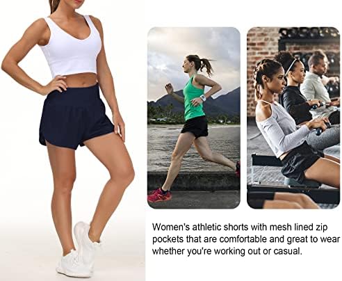 Tmustobe Women's boit prorez mrežice brze suhe atletske treninge s visokim strukom trčanja kratkih hlača