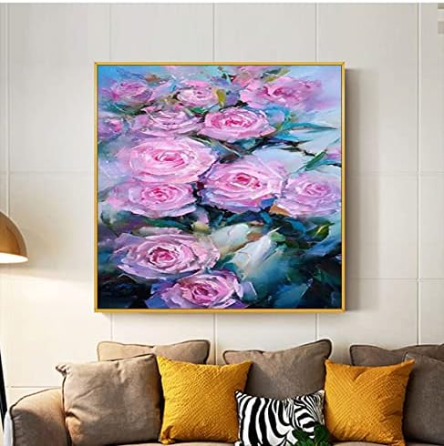 Shoujiqq ručno oslikana umjetnička teksturirana uljana slika - Sažetak lotos cvjetanje kvadratna pozadina Moderna umjetnička