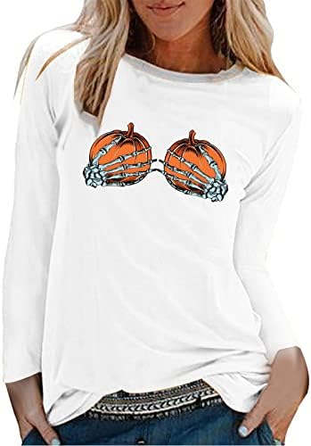 Žene moda casual Halloween print okrugli vrat košulja dugih rukava labav gornji gornji dio 4x butik vrhovi