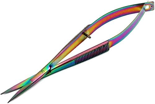Višebojne škare za vez duge - 4,5-inčne opružne škare-nehrđajući čelik, ravni vrh, škare za rezanje niti-92011