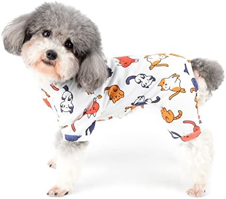Zunea Mala psa pidžama meka pamučna odjeća za štene Slatke životinje tiskane spavanje nosi 4-nogu pidžama kombinezon lagani