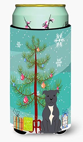 Treasures Caroline BB4171TBC Sretan božićno drvce Staffordshire Bull Terrier Plavi visoki zagrljaj, može hladiti rukav zagrljaj