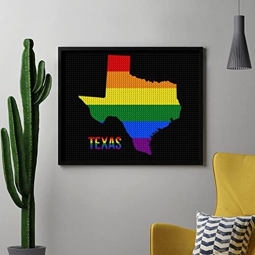Karta države Texas u LGBT Rainbow Flag Diamond Boight Kits 5d DIY Full Drill Rhinestone Arts Zidni dekor za odrasle 16 x20