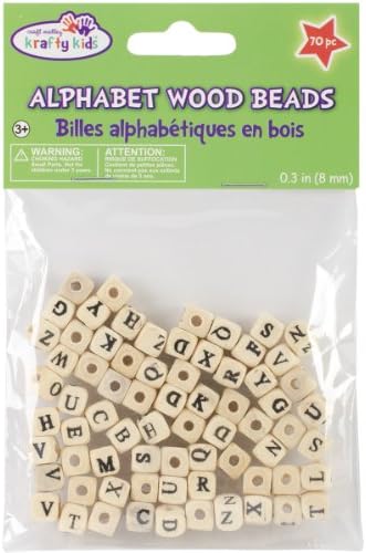 Uvoz drvenih zrna abecede, 8 mm, prirodnih, 70 komada po pakiranju