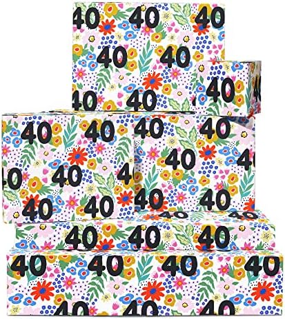 Središnji 23 cvjetni papir za zamatanje-6 listova poklon omota-cvijet-papir za omatanje 40. obljetnice za žene rođendanski