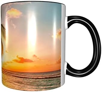 Lkuzloh tropska palma ocean oceana plaža šalice kave keramička šalica čaj za žene muškarci 12 oz s ručicom smiješni rođendan