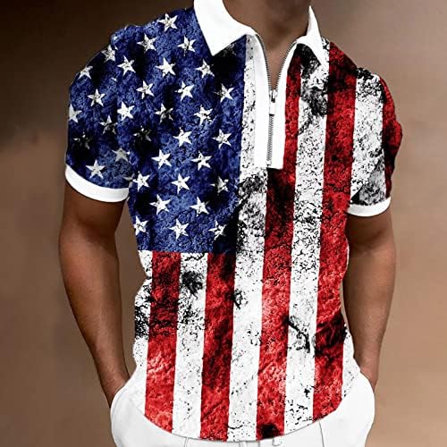 Muškarci proljetni i ljetni modni labav lapel patentni zatvarač 3D digitalni tisak majice s kratkim rukavima majice gornje