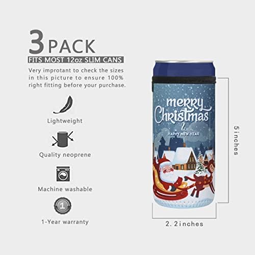 Caszlution 3PCS Božićni napitak može rukavi vitka piva Can hladnjak izolatora neoprene tanke limenke kože pokriva 12oz pivska