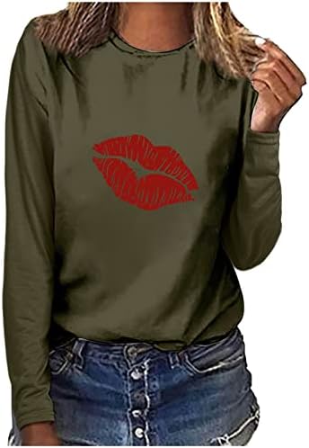 Usne tiskaju vrhovi dugih rukava za žene okrugle vratne tunike majice košulje casual haljine bluze modni pulover gornja odjeća