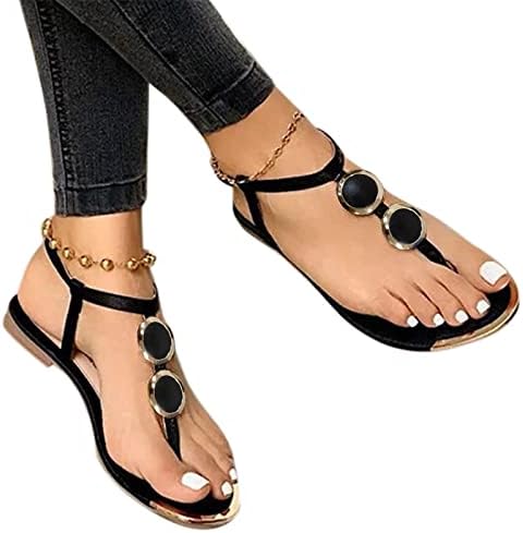 ECZIPVZ sandale za žene ležerno ljeto, ženske ravne flop sandale sa sandalama sa sandalama plaža sandala sa sandalama sa