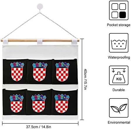 Grb Hrvatske zidni ormar viseća torba za odlaganje 6 džepova laneni pamuk preko vrata organizator torbe za spavaću sobu u