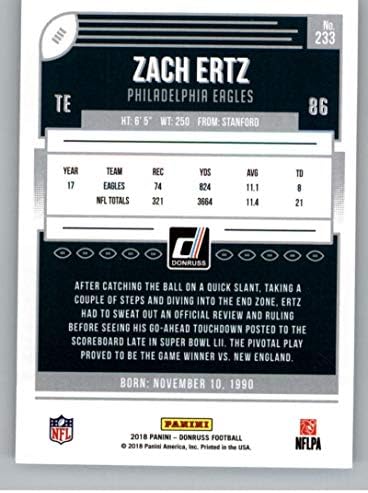 2018. Donruss nogomet 233 Zach Ertz Philadelphia Eagles Službena NFL trgovačka karta