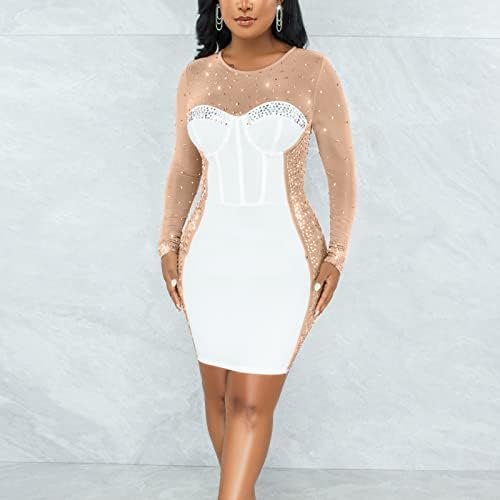 Klupske haljine za žene 2023-godišnja Mini haljina s dugim rukavima s dijamantima seksi koktel haljina za svatove