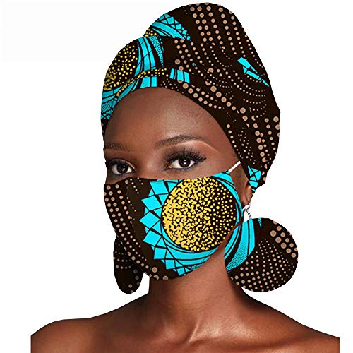 Afrička pokrivala za glavu za žene s naušnicama, pamučna traka za glavu s printom Ankare, šešir od voska, tradicionalni šal