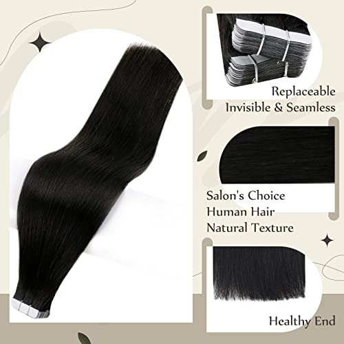Puni sjaj 2 pakiranja ukupno 80 g 1, 10-inčna prirodna crna traka za produženje kose, ljudska kosa + patka kosa, za produženje