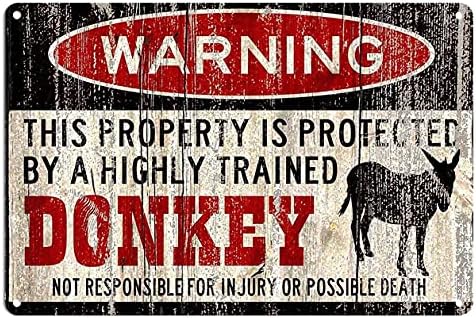 Wisesign Donkey Sign Smiješni metalni znakovi magarac upozorenje vintage stil metalni znak Slika Iron Slika za zatvoreni
