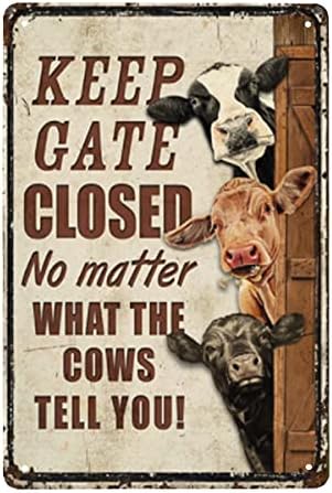 Krave Farma drže kapije zatvorene metalne znakove Tin znak smiješni natpis na novom oprezu metal za seoska kuća ograde zidne