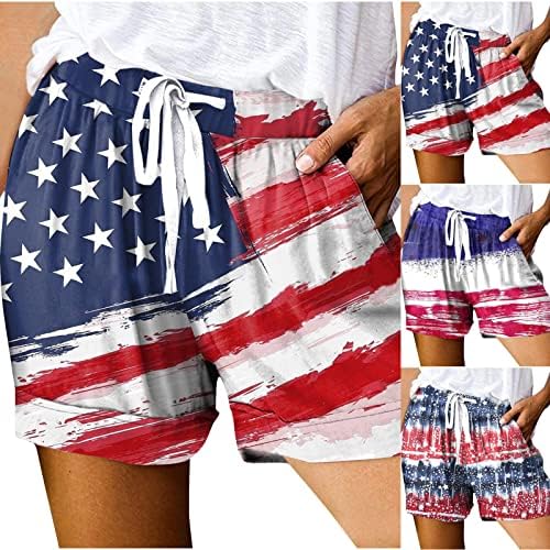 Žene sportske kratke hlače američke zastave tiskar struka struka plus veličina havajska plaža ležerna ploča za plivanje Trunks