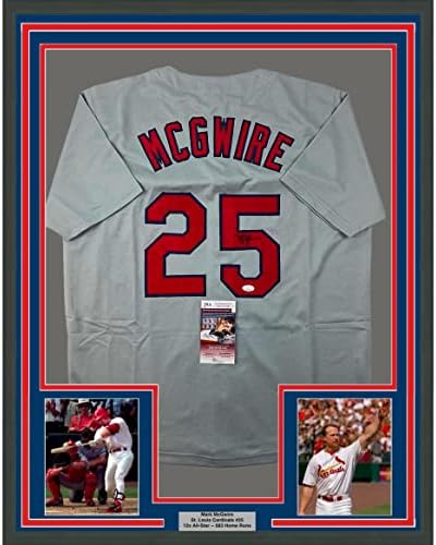 Uokvireni autogramirani/potpisani Mark McGwire 33x42 St. Louis Grey Baseball Jersey JSA COA