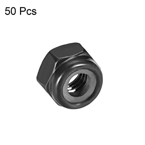 Awclub m4 x 0,7 mm najlon umetni heks matice za zaključavanje, ugljični čelik crni cink, pakiranje od 50