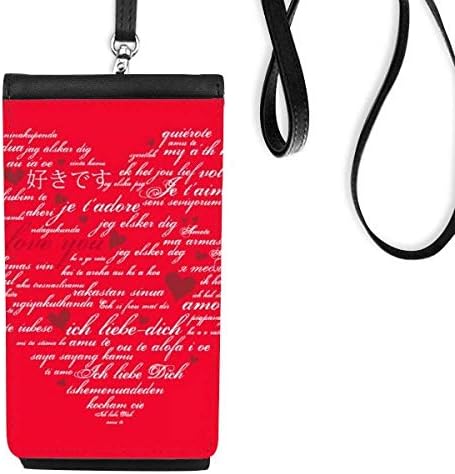 Srce u obliku srca volim te Valentinovo Telefonska torbica za novčanik Viseti mobilna vreća crni džep