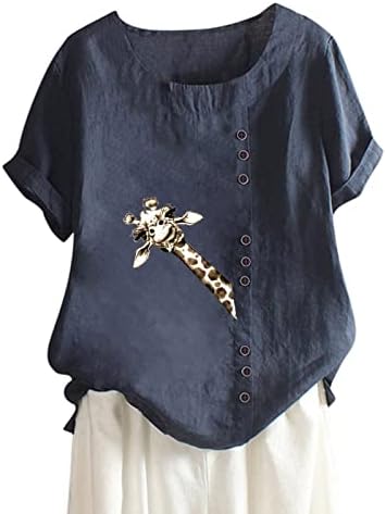 Ženska modna ležerna labava bluza Osnovni ljetni udobni vrhovi tiskani okrugli vrat majice s kratkim rukavima