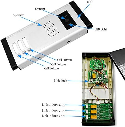 7 žičani video portafon u boji Interfonski sustav IR kamera za noćni vid zvono na vratima + zasloni unutarnjeg monitora za