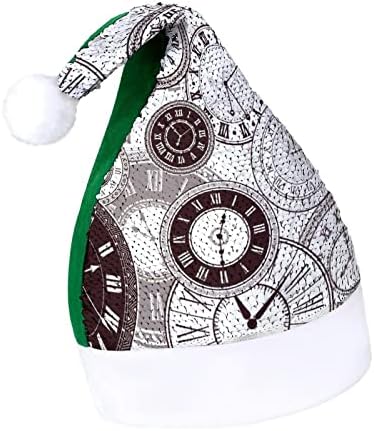 Božićni šešir s rimskim svjetlucavim satom dizajn šešira Djeda Mraza crvena zelena