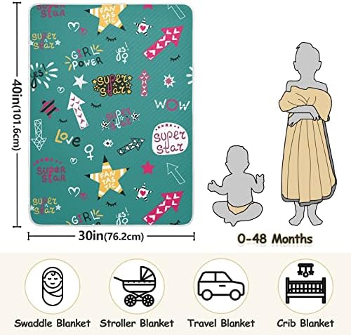 Swaddle pokrivač Super Star Girl Power Pamuk pokrivač za novorođenčad, primanje pokrivača, lagana mekana pokrivača za krevetić,