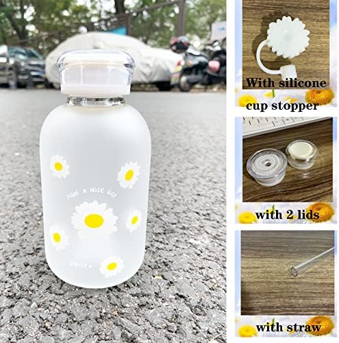 480ml mliječni sok Slatka boca s vodom sa skalom 2 poklopca Little Daisy Matte prijenosni prozirna voda za vodu Cup boce