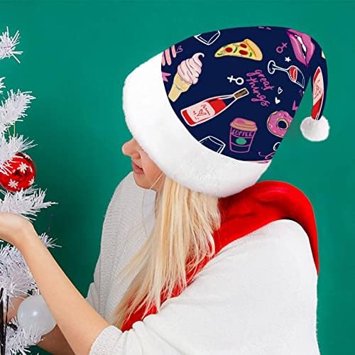 Modni Božićni šešir s uzorkom vina, šešir Djeda Mraza, smiješni Božićni šeširi, šeširi za zabave za žene / muškarce