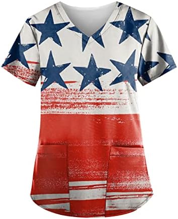 4. srpnja majice za žene s američkom zastavom ljetna majica kratkih rukava s izrezom u obliku slova U I 2 džepa bluze Svečana