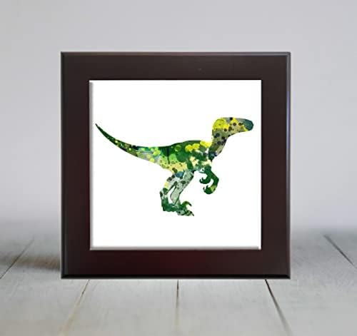 Velociraptor Zelena apstraktna akvarelna umjetnička ukrasna pločica