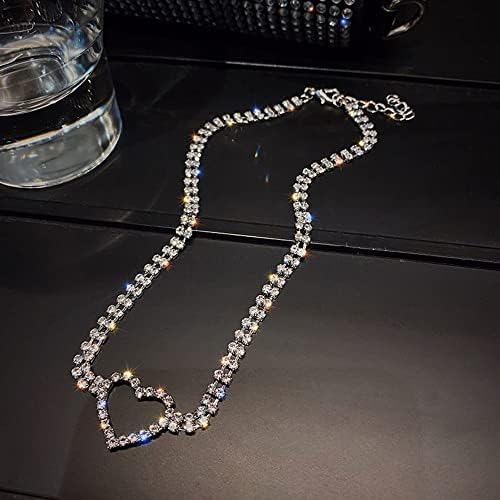 _2021 Vintage ogrlica Od srca od rhinestona srebrna modna kristalna ogrlica za žene djevojke najbolji poklon za rođendan