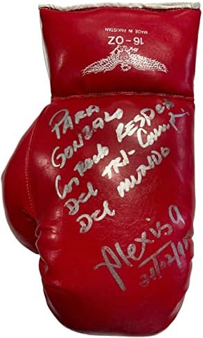 Crvena boksačka rukavica za lijevu ruku s autogramom Aleksisa Arguella - boksačke rukavice s autogramom