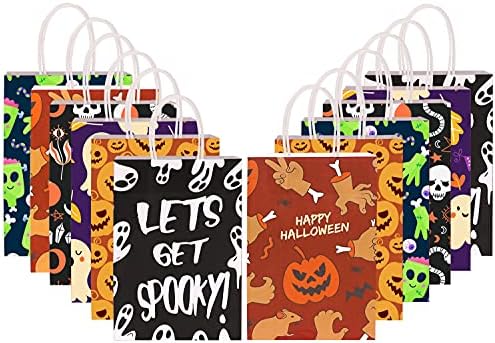 DIYDEC 24PCS Halloween Kraft poklon vrećice, Halloween dobrote papirnate torbe skupno s ručkama za Halloween Party zalihe