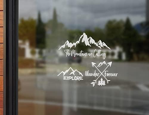 Luloop Designs - Mountain Decal 3 Pack: Istraživanje, planine pozivaju, Wander Forever Simple - Bijelo - na otvorenom planinarenje