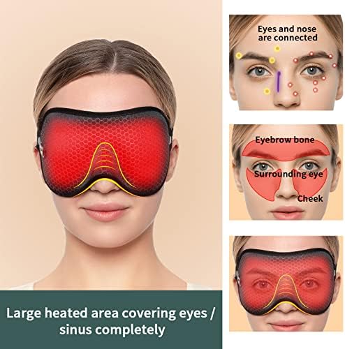 Cnfnglt grijana maska ​​za oči za pomoć sinusa, patentirani grafen daleko infracrvene maske za suhe oči, električna grijana