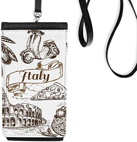 Italija poznata pejzažna putovanja mjesta uzorak Telefonska torbica za novčanik Viseti mobilna vrećica Crni džep