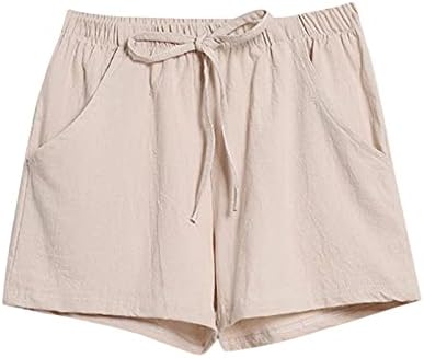 Trčanje kratkih hlača Women Ljetne rastezljive gamaše i elastične kratke ženske hlače čvrste lanene pamučne džepne struke