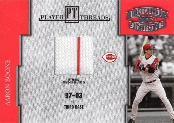 Aaron Boone igrač istrošeni Jersey Patch Baseball Card 2004 Donruss Threadback Threads Pt1 LE 221/250 Pinstripe - MLB igra