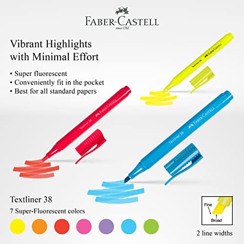 Faber-Castell Textliner 38 Super-fluorescentna olovka za highlighter-Oznake, Highlighters Assorted Colors | Olovke za dlijetoće