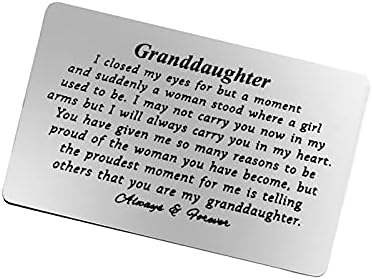 Kartica s ugraviranim novčanikom za unuku inspirativni poklon od bake, djeda, poklon kartica za unuku najbolji poklon za