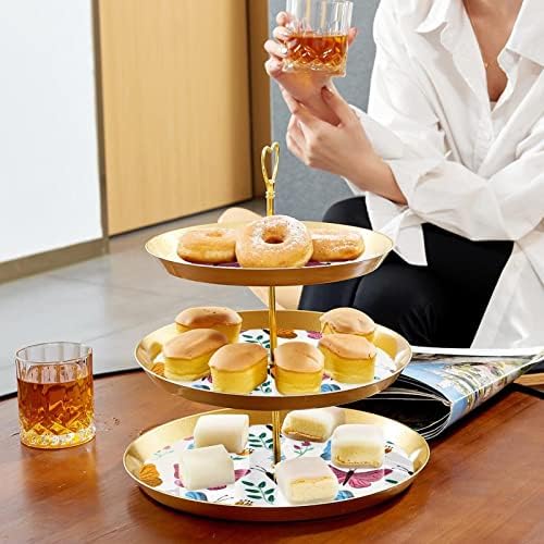 Leptir bijela pozadina 3-sloj postolja za kolače, postolje za kolače, slojevito stalak za desert, okrugli tanjuri za svadbeni